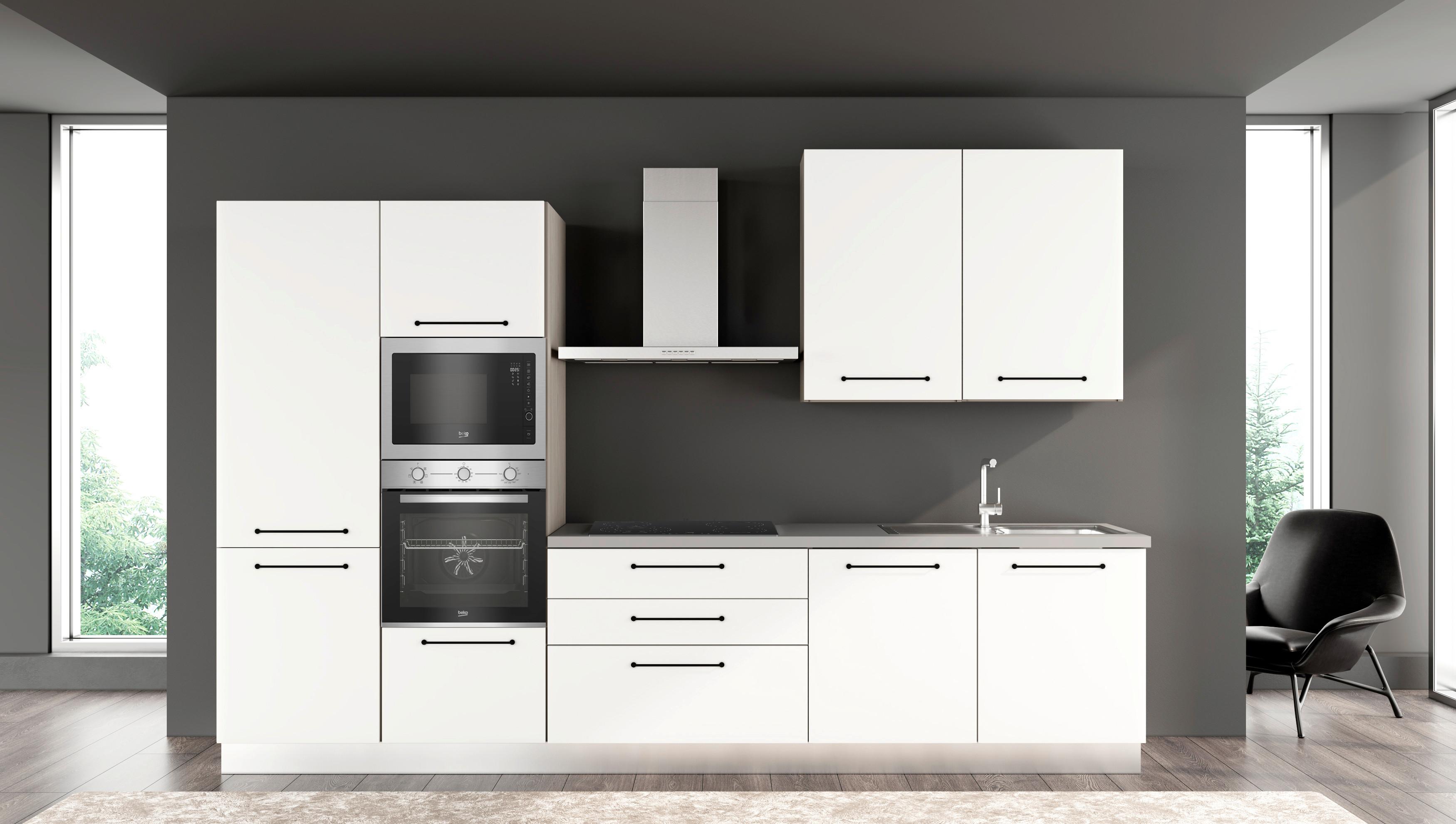 Blok Kuhinja S Aparatima Line 330 - bijela/siva, Konvencionalno, drvo/metal (330/216-240/60cm)