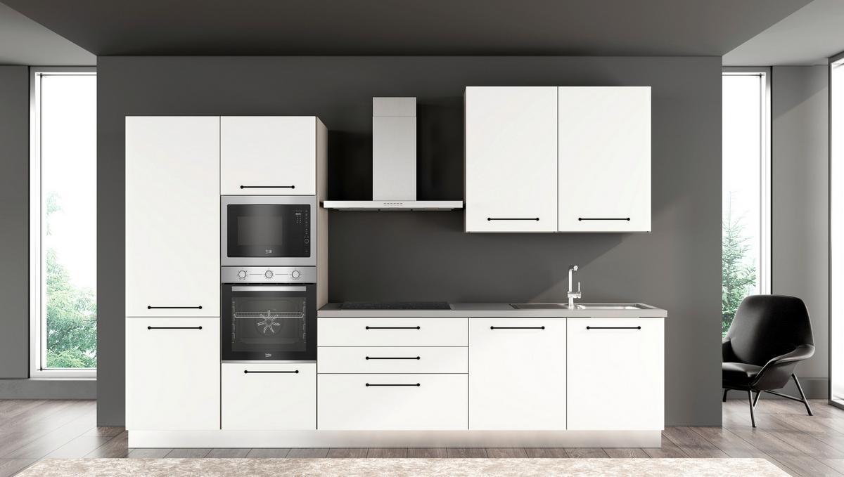 Blok Kuhinja S Aparatima Line 330 - bijela/siva, Konvencionalno, drvo/metal (330/216-240/60cm)