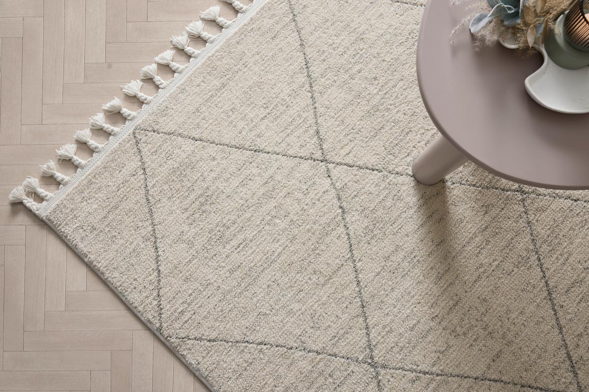 Webteppich Adjer 3 Hellgrau ca. 160x230cm - Alabasterfarben/Hellgrau, Modern, Textil (160/230cm) - Mömax