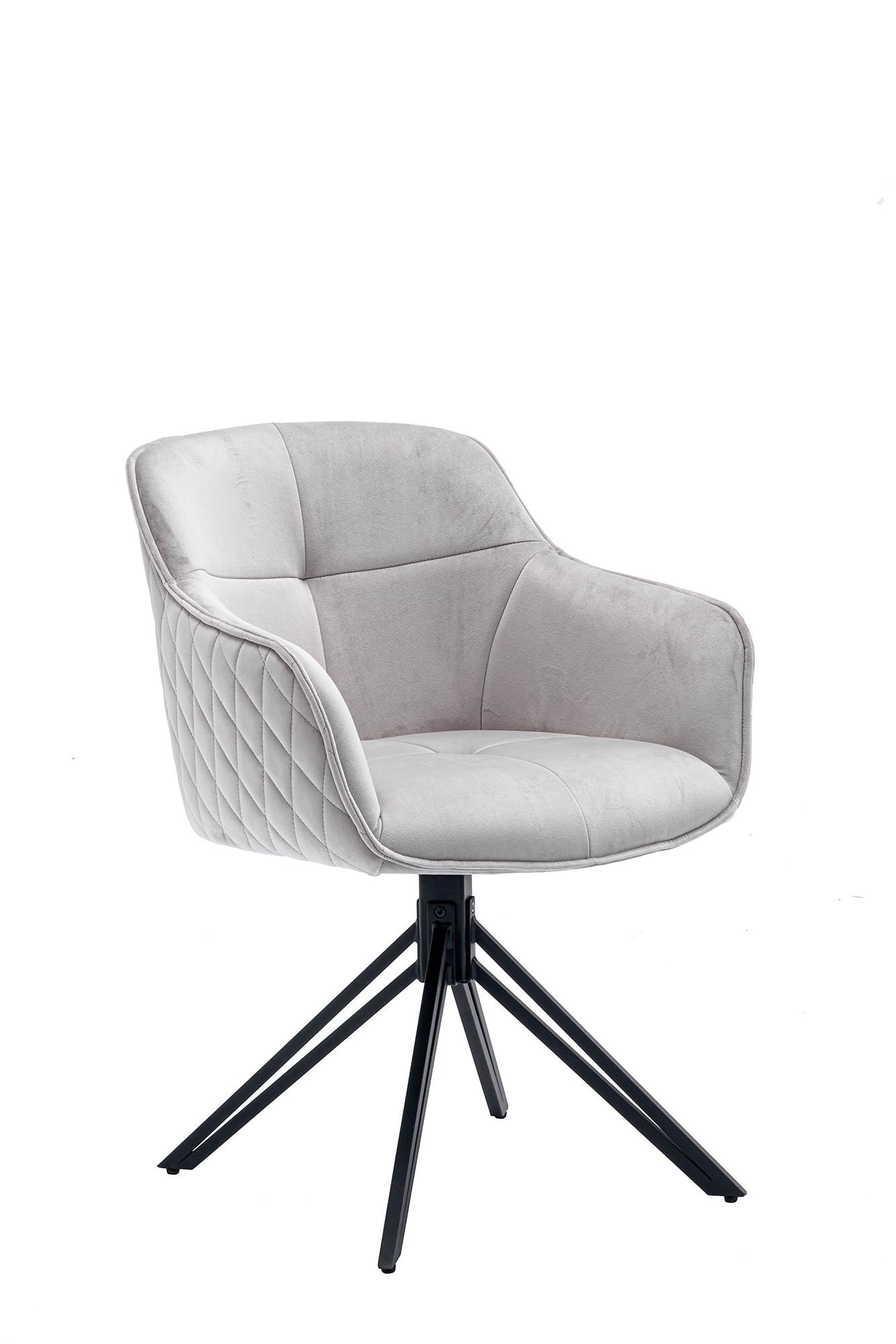 Naslanjač Samt, Svetlo Siva, Vrtljiv - črna/svetlo siva, Moderno, kovina/tekstil (59/83/60cm) - Livetastic