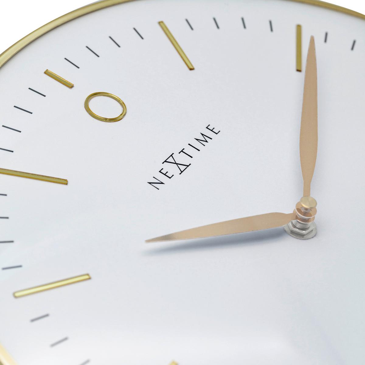 Wanduhr Small Glamour Weiß/Goldfarben - Goldfarben/Weiß, Basics, Glas/Metall (30/30/4,3cm) - Nextime