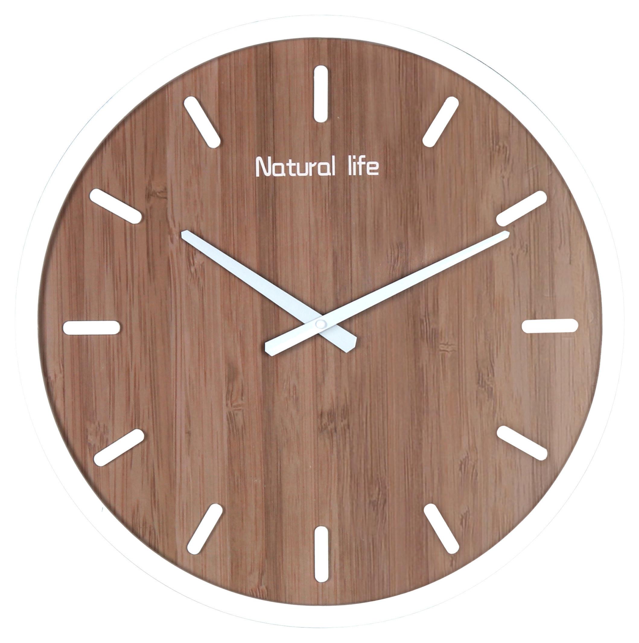 Falióra Natural Life - natúr/fehér, Lifestyle, faalapú anyag (50cm) - Modern Living