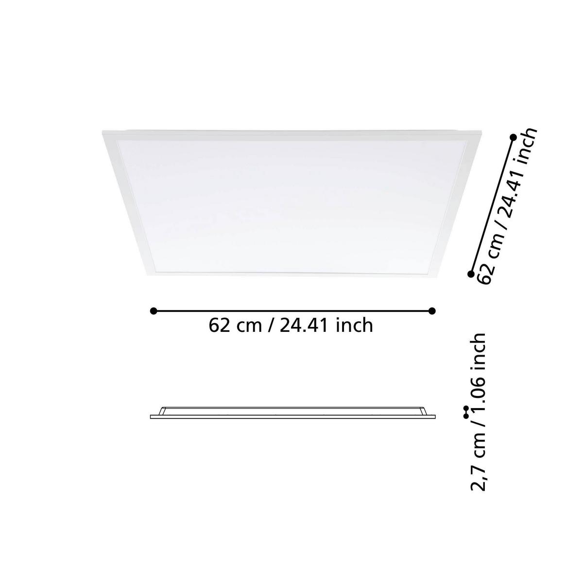 Led-paneel 900938_rabassa - Weiss, Basics, Kunststoff/Metall (62/62/2,7cm) - Eglo