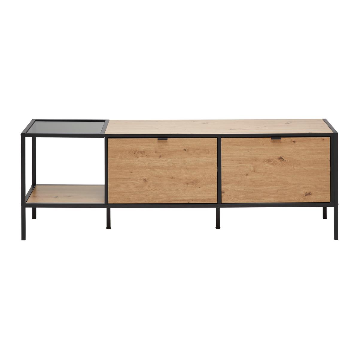 Tv Szekrény Queens - natúr színű/fekete, Modern, faalapú anyag/fém (160/54/40cm) - Mömax