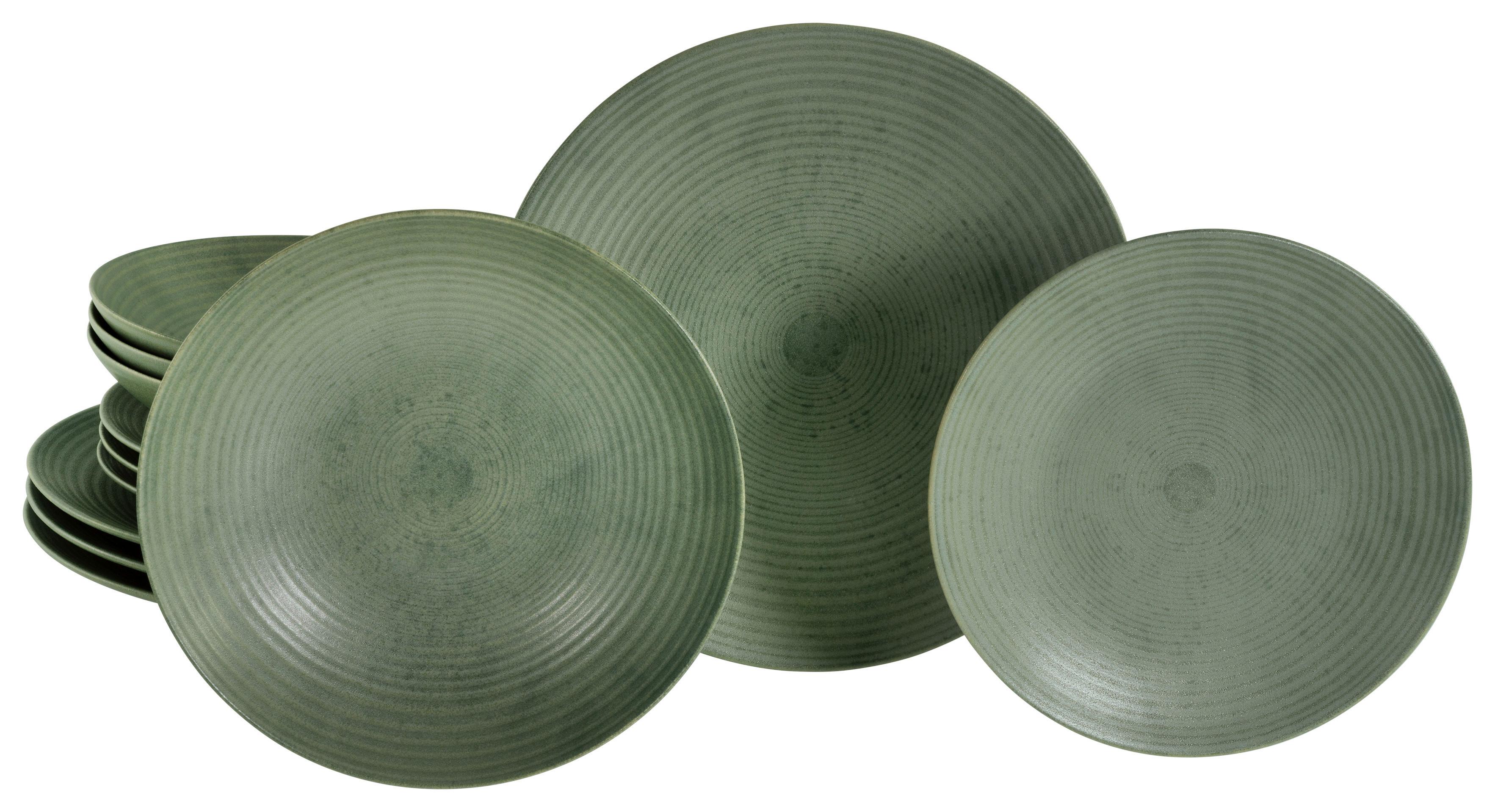 Jedilni Servis Catania Eukalyptus, 12-Delni - zelena, Basics, keramika - Creatable