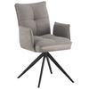 STOEL MET ARMELEUNINGEN MAYA - Grijs/Lichtgrijs, Modern, Textiel/Metaal (59/89/65cm) - Premium Living