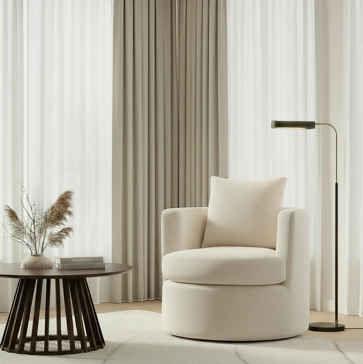 Sessel Marieta Weiß Chenille drehbar - Schwarz/Weiß, MODERN, Holz/Textil (77/81/77cm) - Bessagi Home