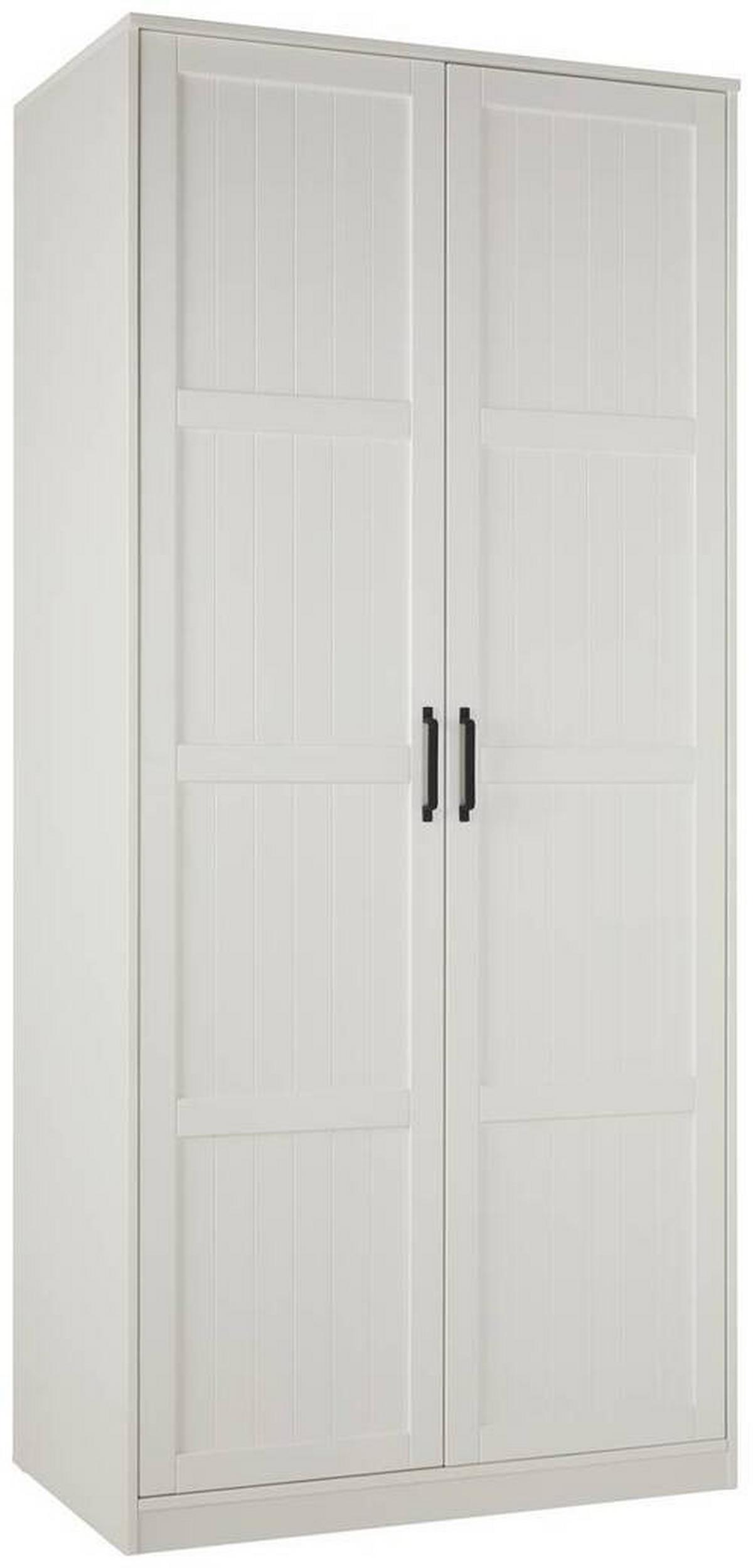 Drehtürenschrank aus Kiefer teilmassiv in Weiss - Weiss/Schwarz, Romantik / Landhaus, Holz/Holzwerkstoff (100/220/60cm) - Mömax