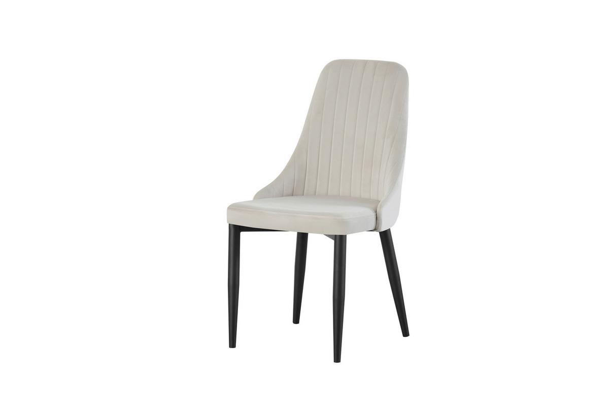 STUHL-SET CLAUDIA - Creme/Schwarz, Modern, Textil/Metall (44/88/58cm) - MID.YOU