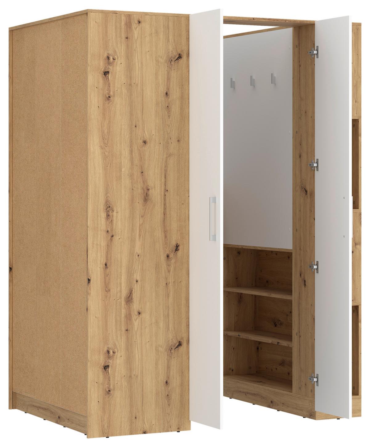 Ormar Kutni Box - bijela/hrast Artisan, Moderno, drvni materijal (150/205/120cm) - Modern Living