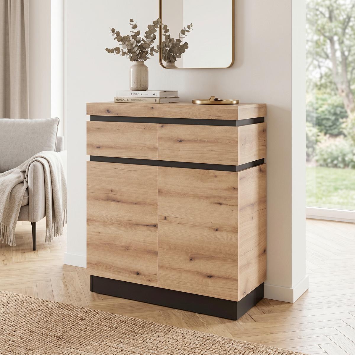 Komoda Corte, Barva Hrasta, Siva - siva/barve hrasta, Trend, umetna masa/leseni material (100,6/117/45cm) - Modern Living