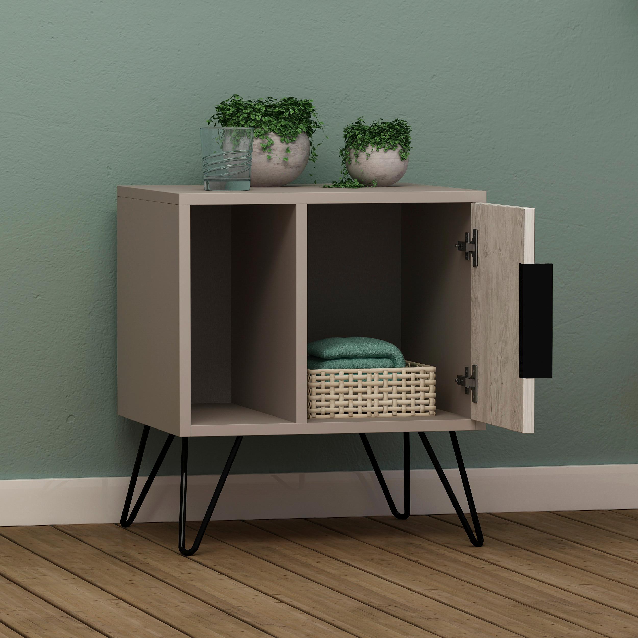 Nachtkästchen Glynn ca. 45x50x35 cm Mokka - Mokka/Sonoma Eiche, Design, Holzwerkstoff/Metall (45/50/35cm) - Livetastic