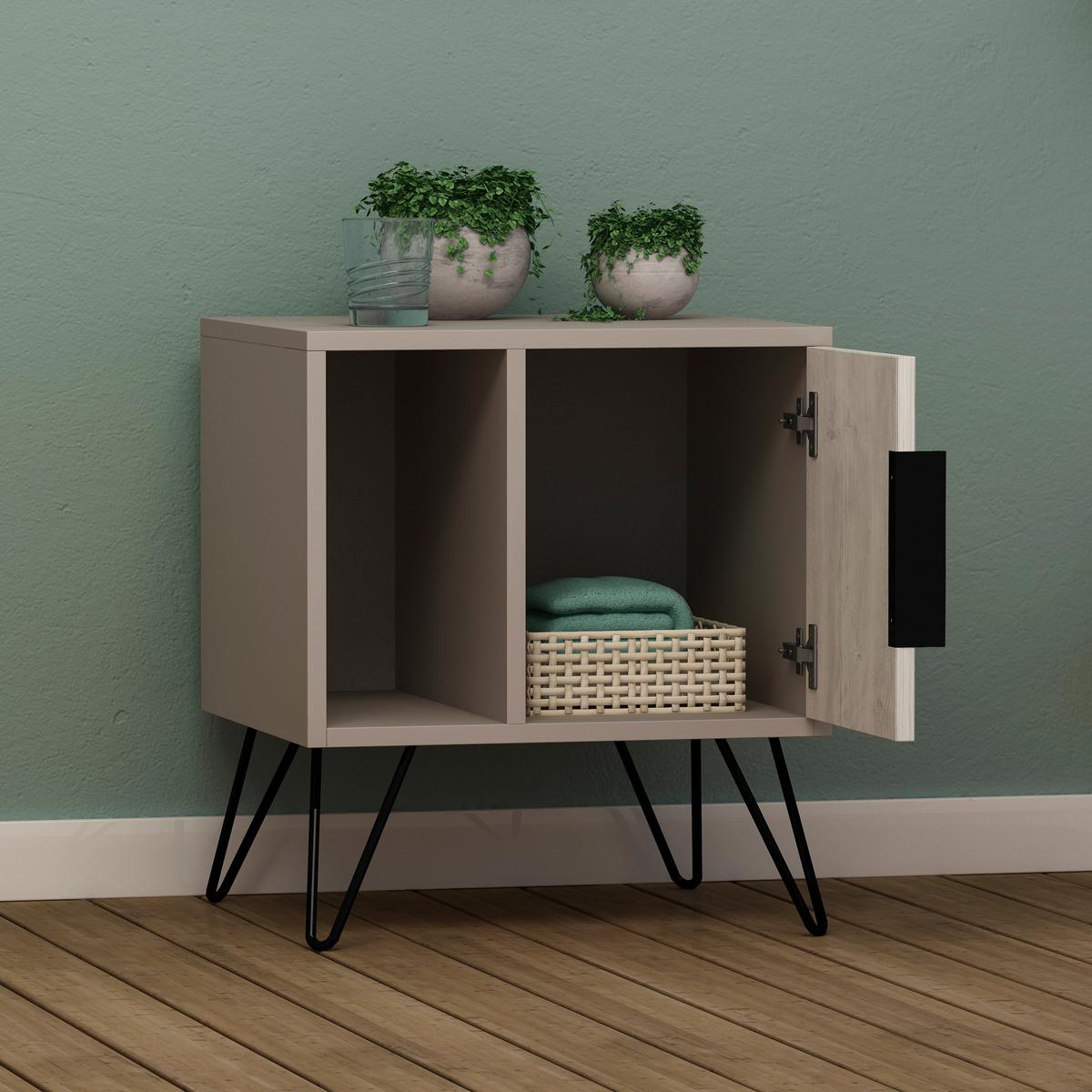 Nachtkästchen Glynn ca. 45x50x35 cm Mokka - Mokka/Sonoma Eiche, Design, Holzwerkstoff/Metall (50/60/42cm) - Livetastic