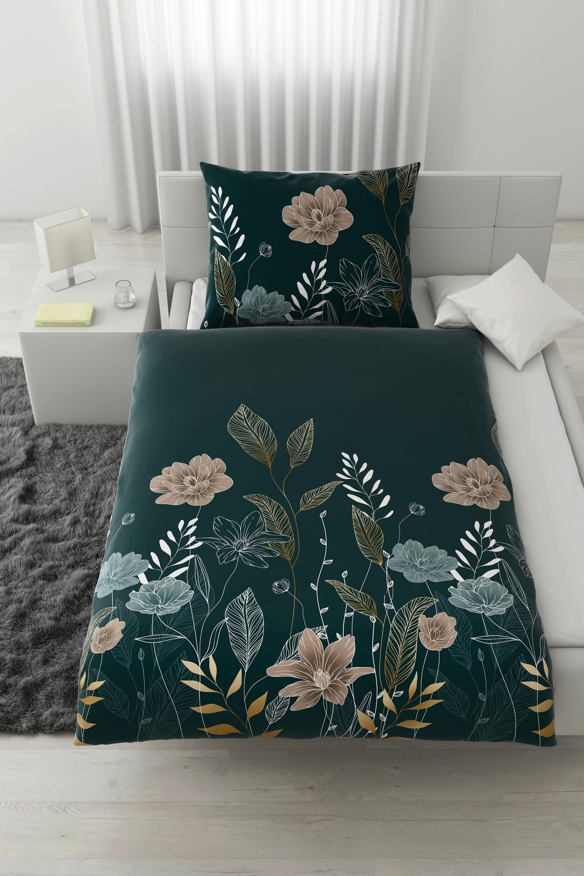 Bettwäscheset Nala - Grün, Romantik / Landhaus, Textil (160/210cm) - Modern Living