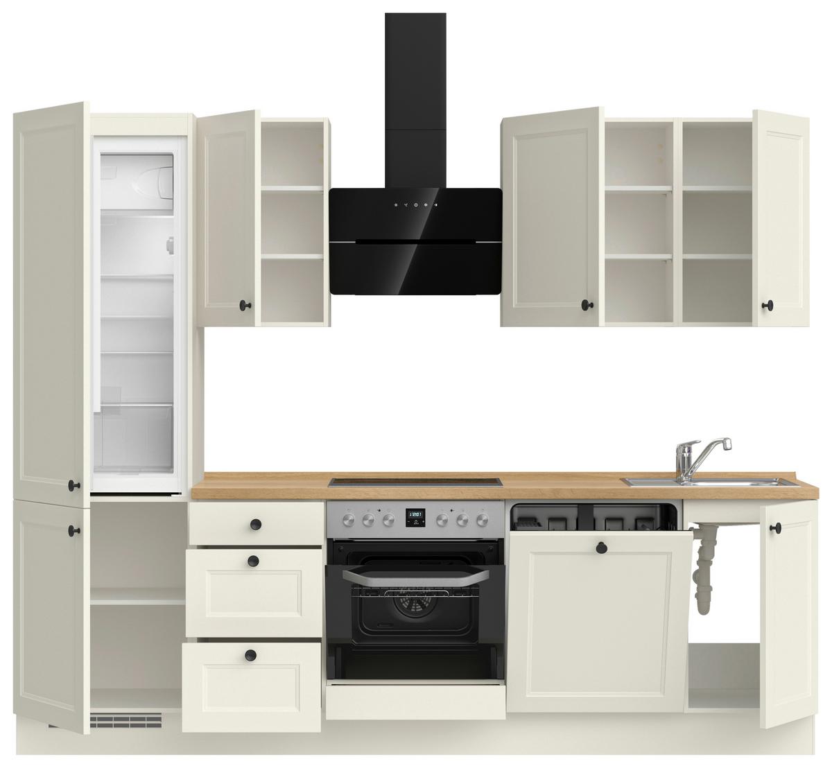 Küchenblock Cascada High m. Geräten Weiß - Eichefarben/Schwarz, MODERN, Holzwerkstoff/Metall (270cm) - Nobilia