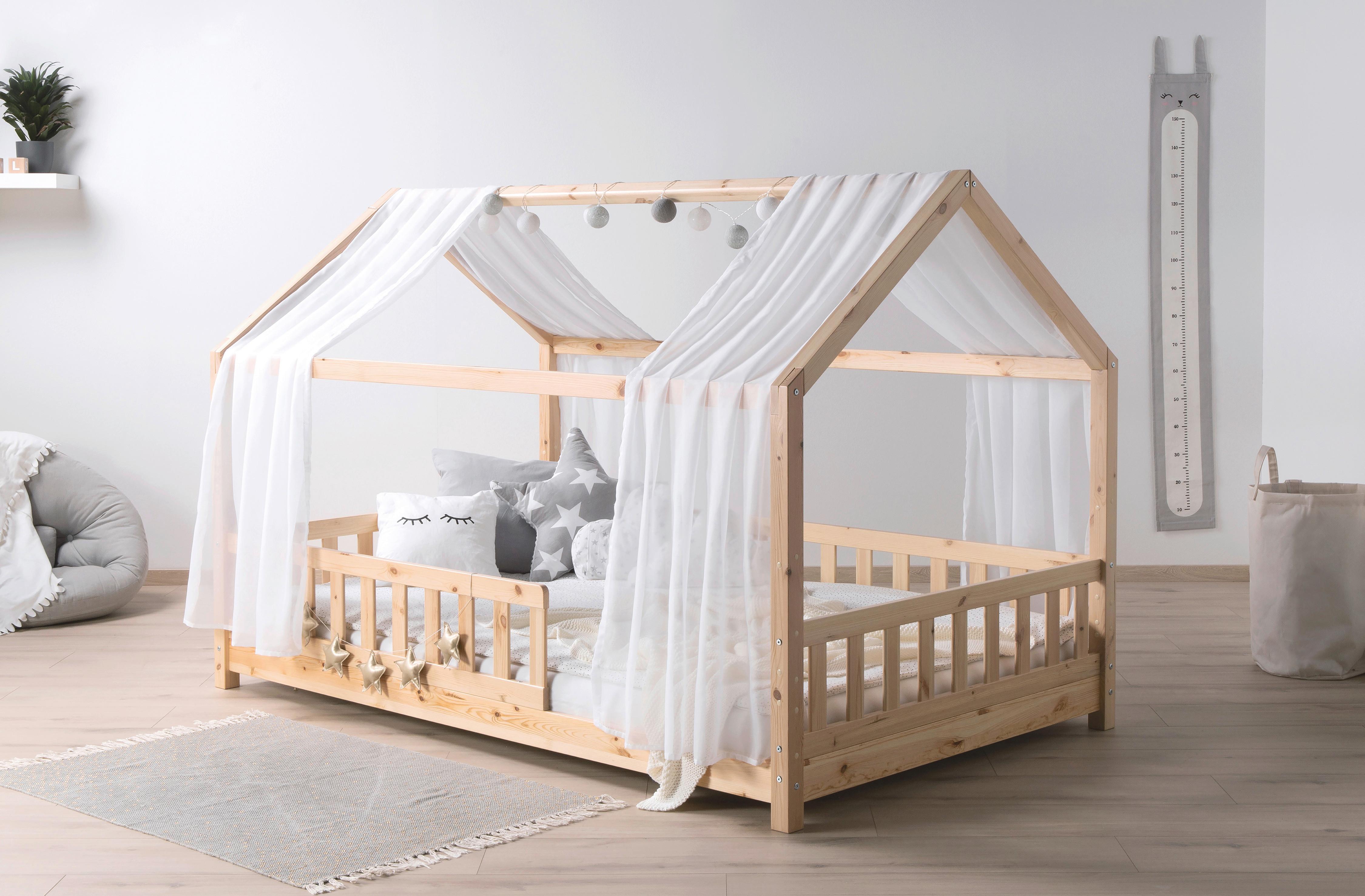 Hausbett KIM Naturfarben ca.140x200cm Echtholz - Naturfarben/Weiß, MODERN, Holz/Textil (140/200cm) - MID.YOU