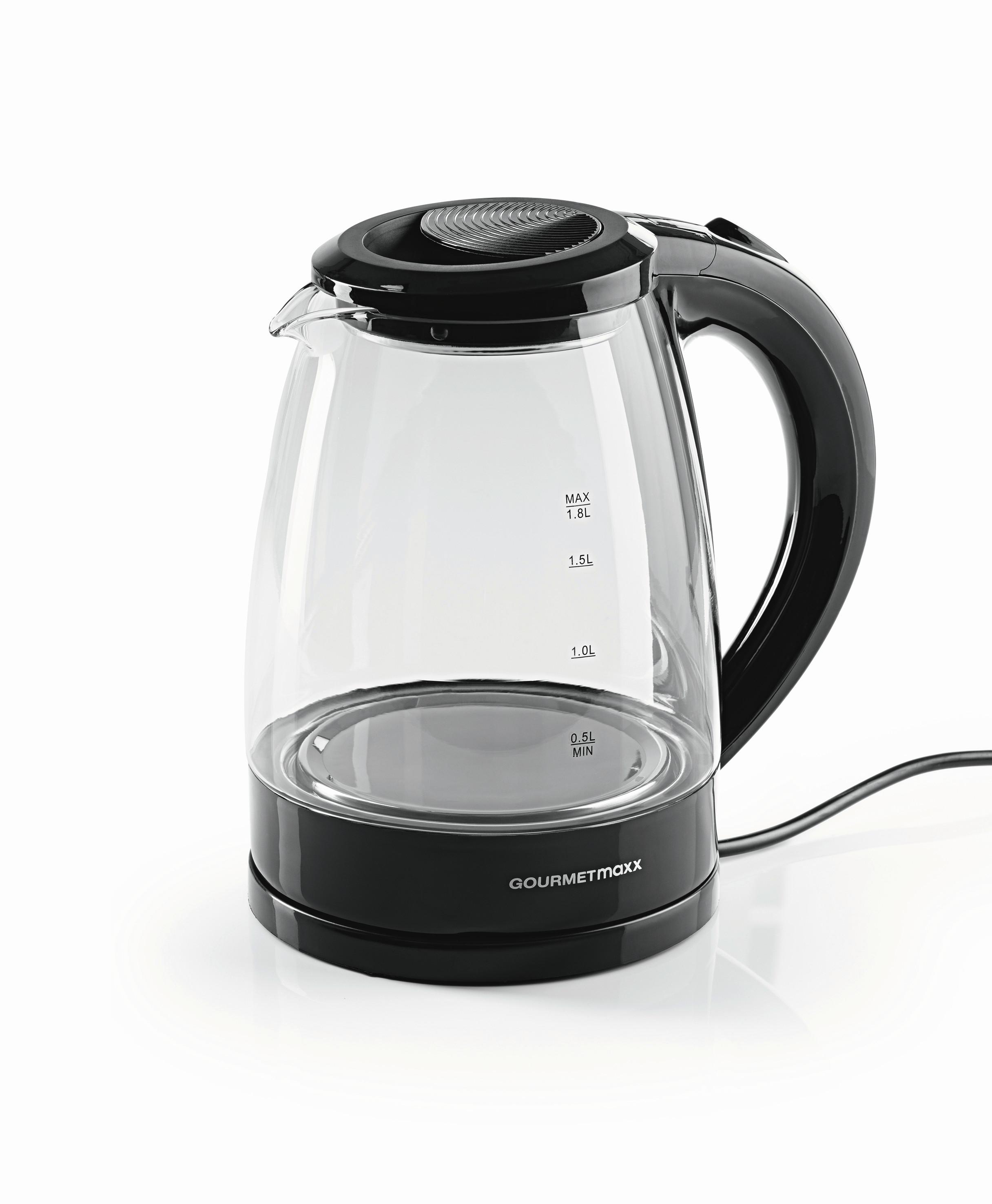 Wasserkocher Gourmetmaxx Schwarz max. 1800 Watt - Schwarz, Basics, Glas/Kunststoff (20,5/15/23cm) - TV - Unser Original