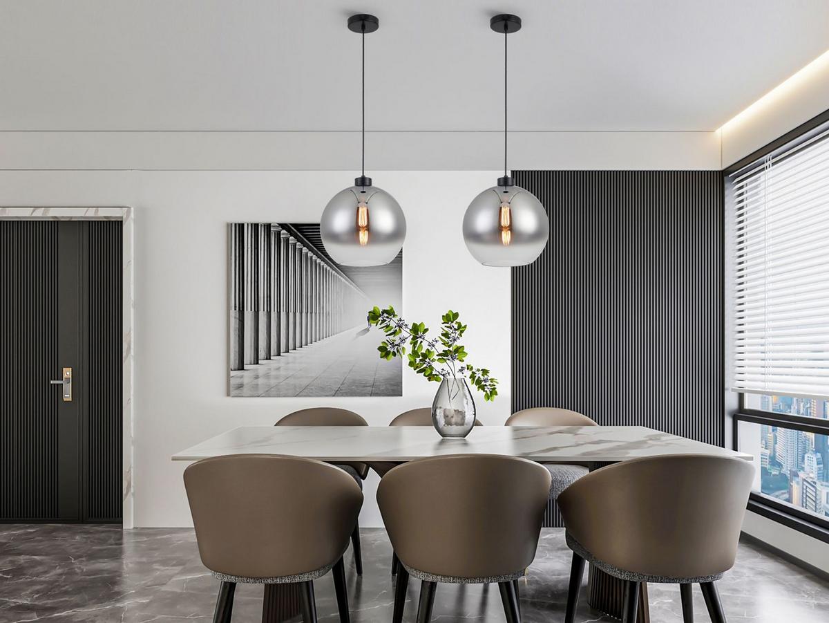 LAMPA WISZĄCA SMOKEY *DK* - antracytowy/kolor chromowy, Lifestyle, metal/szkło (30/120cm) - Dieter Knoll