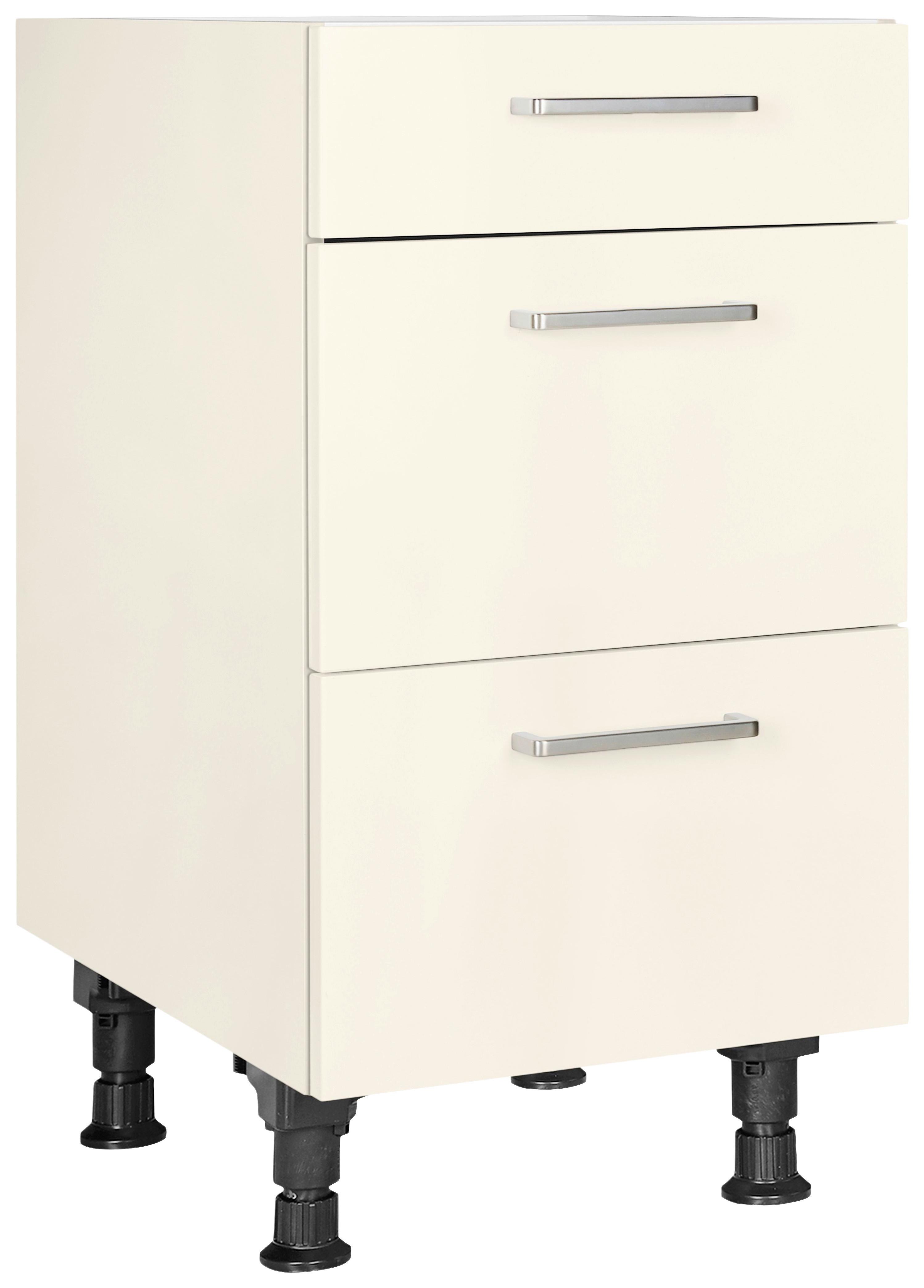 Schubkastenunterschrank Touch Magnolie - Edelstahlfarben/Magnolie, MODERN, Holzwerkstoff/Metall (45/87/56cm) - Nobilia