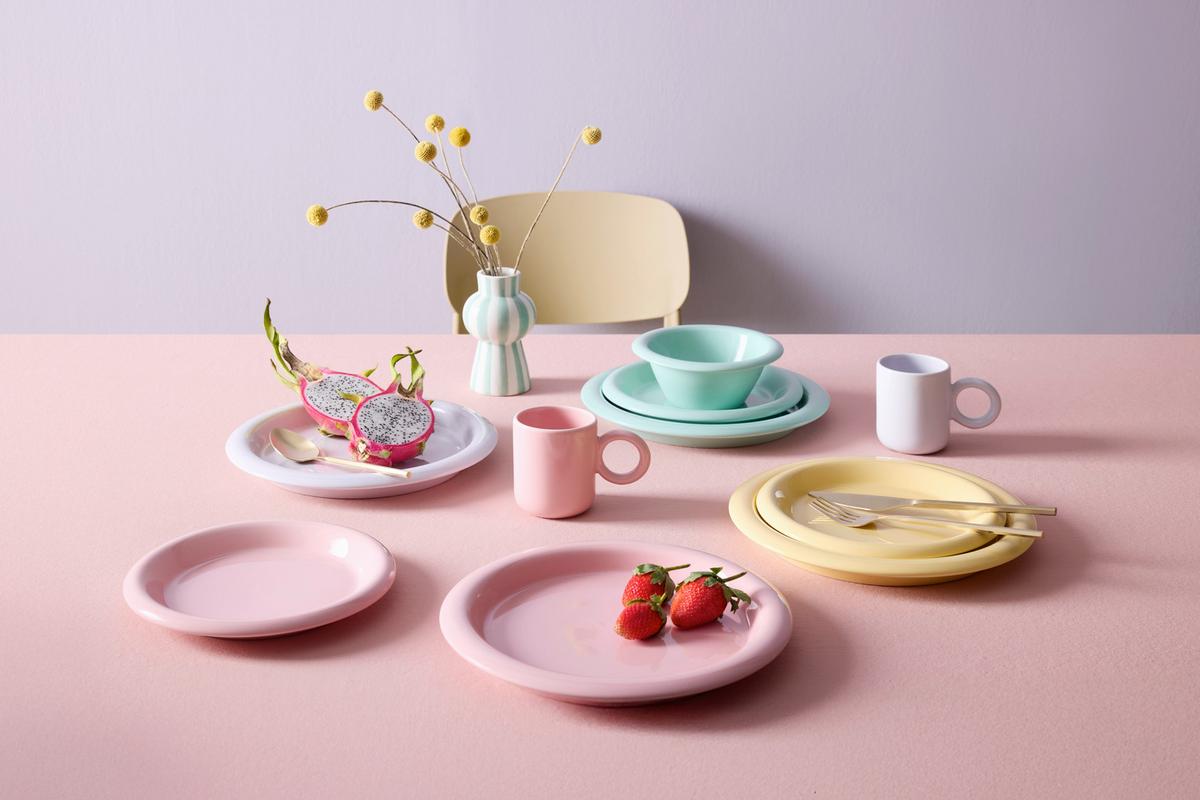 Kombiservice Candy Pastelfarben, 16-teilig - Gelb/Rot, LIFESTYLE, Keramik - Mömax