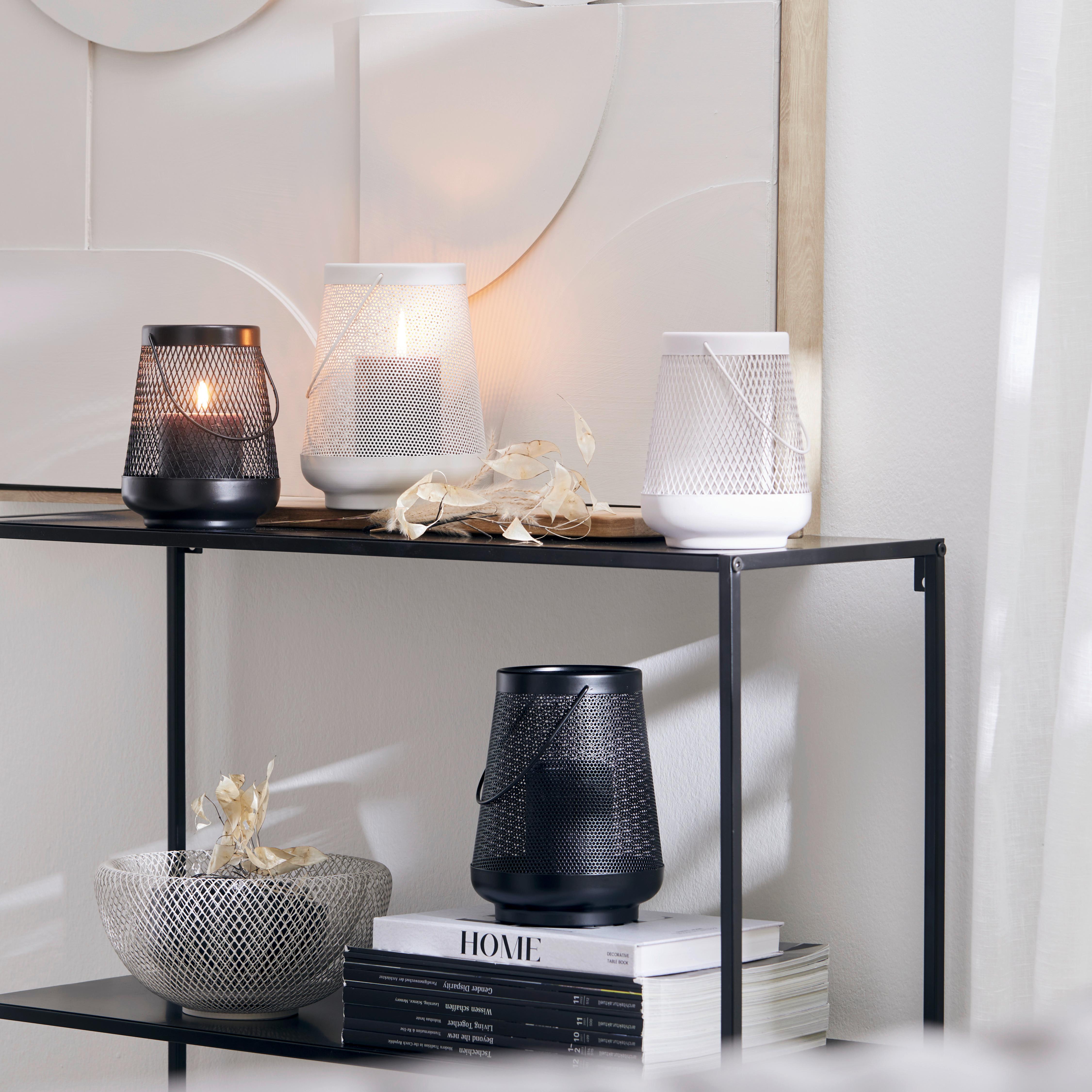 Laterne Theo in Schwarz Ø ca. 12,5 cm - Schwarz, MODERN, Metall (12,5/16cm) - Modern Living