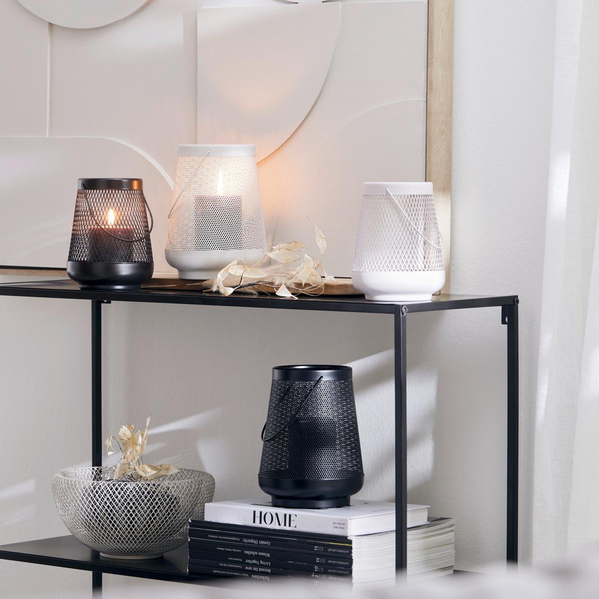 Laterne Theo in Schwarz Ø ca. 12,5 cm - Schwarz, MODERN, Metall (12,5/16cm) - Modern Living