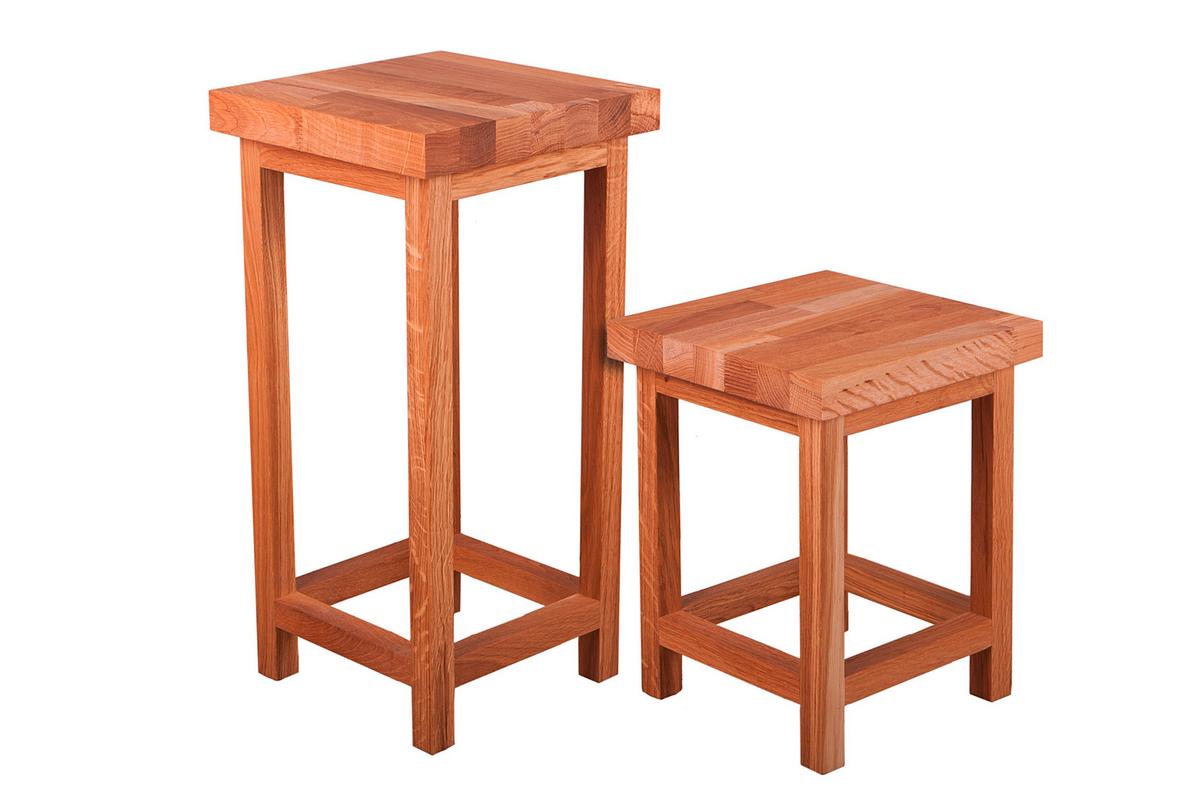 Universalhocker Echtholz Eiche massiv H: 60 cm - Eichefarben, Basics, Holz (30/60/30cm) - Gardenson