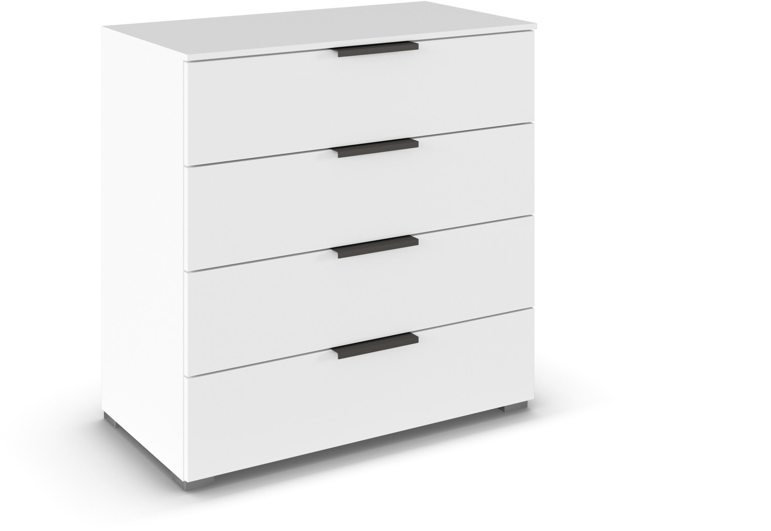 Komoda Paola, Bela - bela/barve aluminija, Trend, kovina/leseni material (80/81/42cm) - Novel