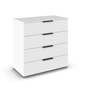 Komoda Paola, Bela - bela/barve aluminija, Trend, kovina/leseni material (80/81/42cm) - Novel