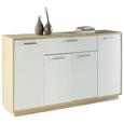 Sideboard Weiß/buchefarben - Eichefarben/Weiß, MODERN, Holzwerkstoff/Kunststoff (149/86/37cm)