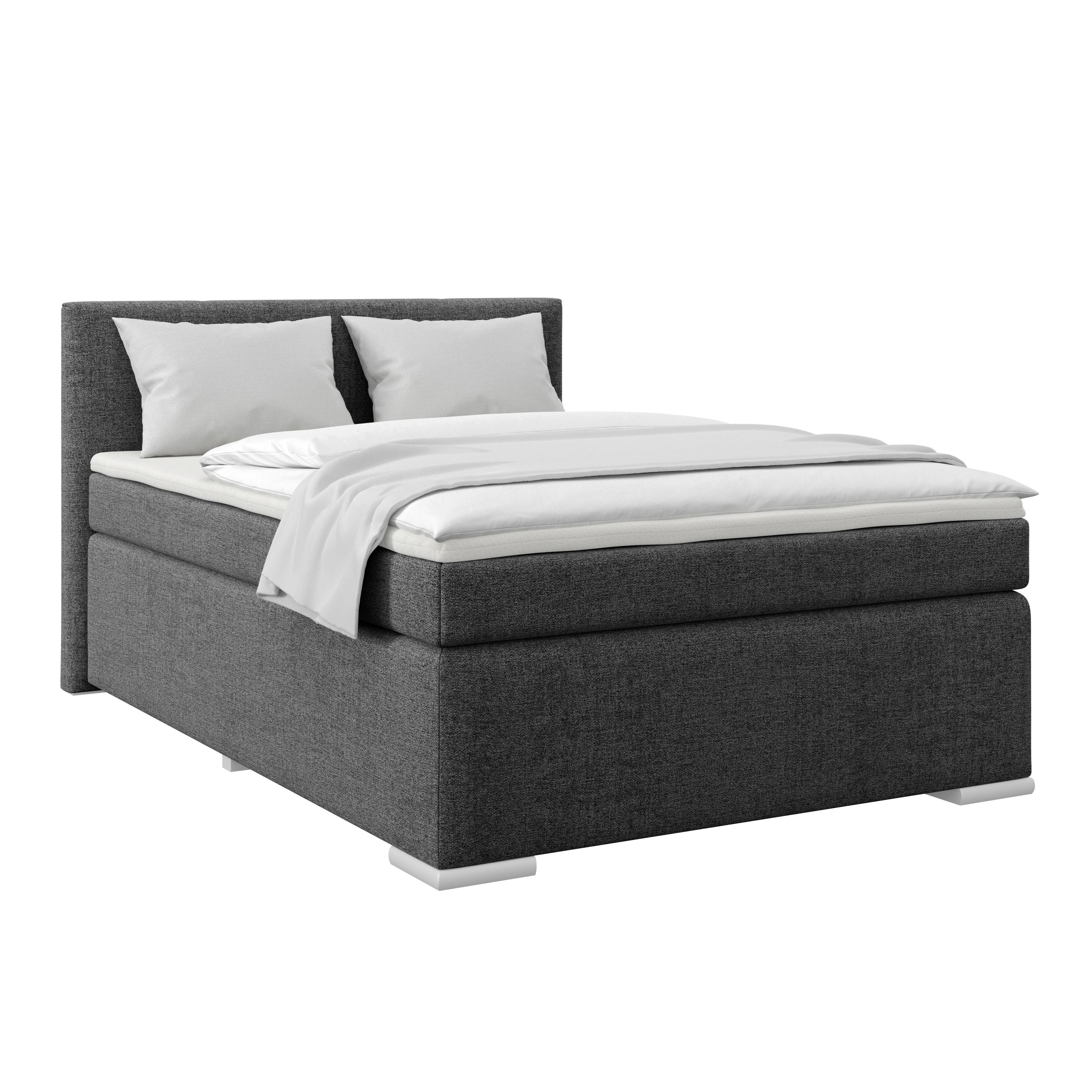 Boxspring Krevet Mira - boje grafita, Konvencionalno, metal/tekstil (140/200cm) - Best Price