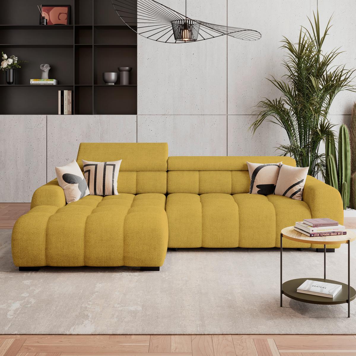 Kutna Garnitura Fargo S - boje senfa/crna, Trend, tekstil/plastika (168/285cm)