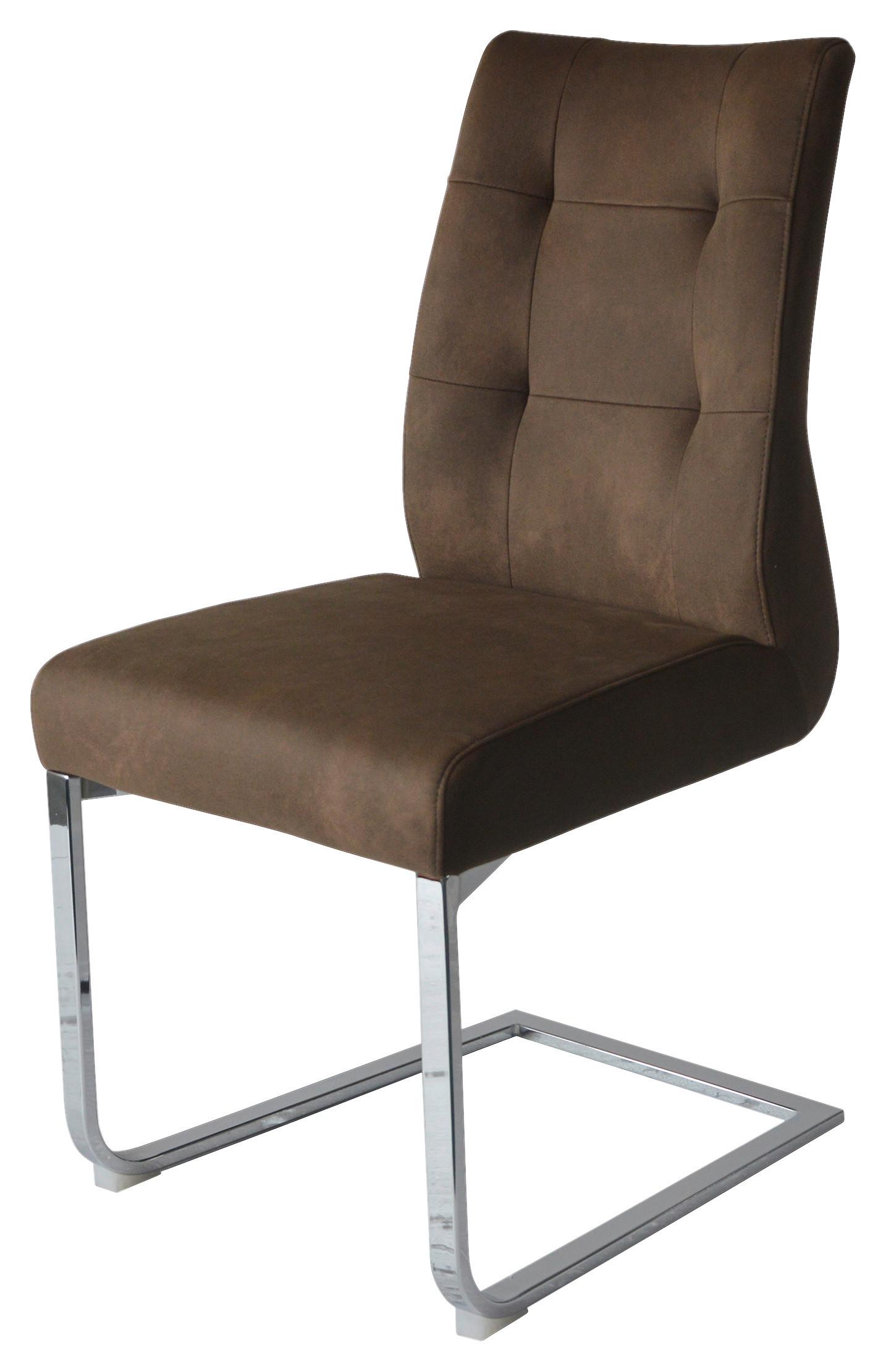 Schwingstuhl-Set MARLEN XXL Braun, Wippfunktion - Silberfarben/Braun, LIFESTYLE, Textil/Metall (47/96/62cm) - MID.YOU