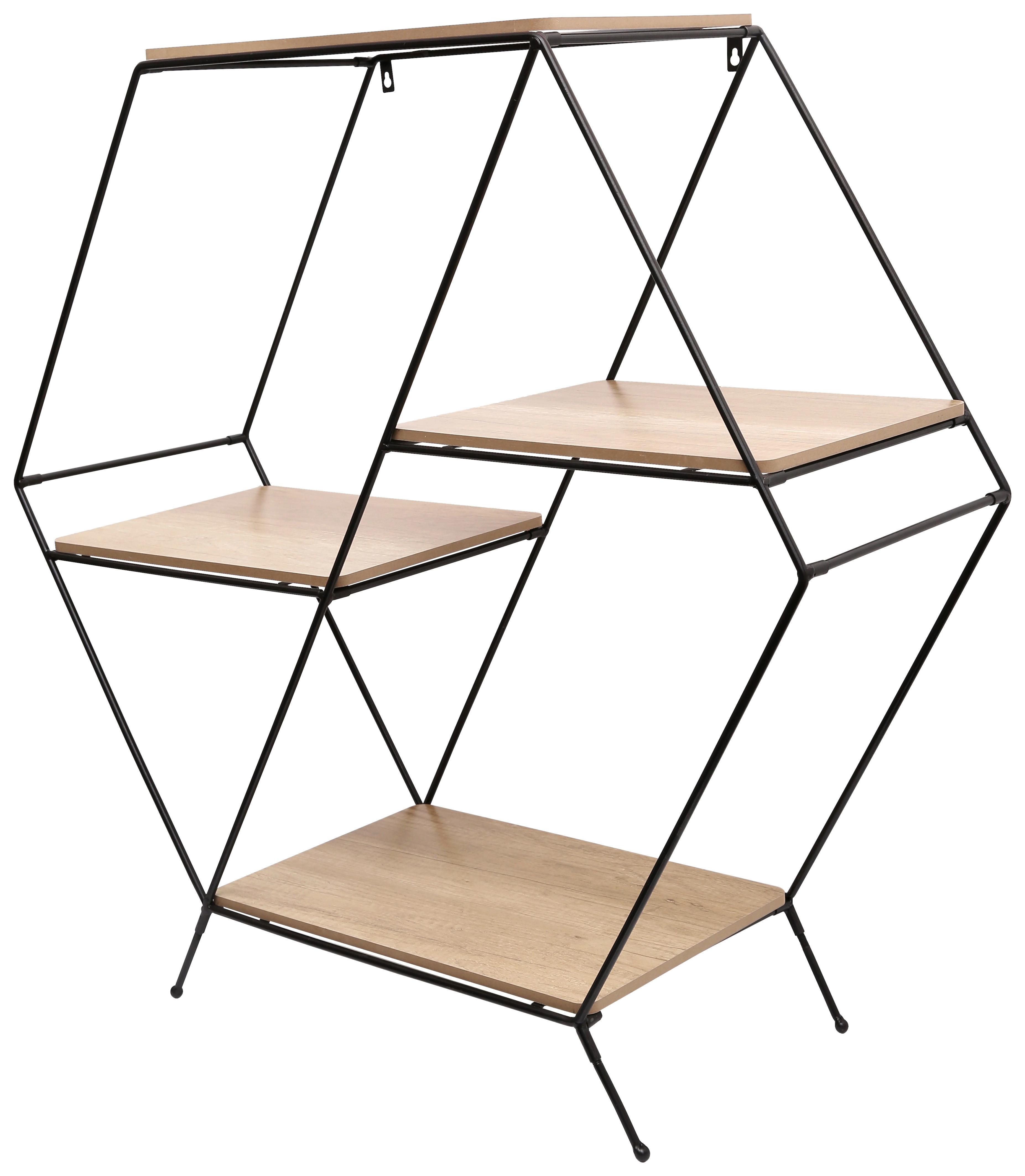 Etajeră Mailand 01 - culoare natur/negru, Modern, metal/material pe bază de lemn (75/85/30cm)