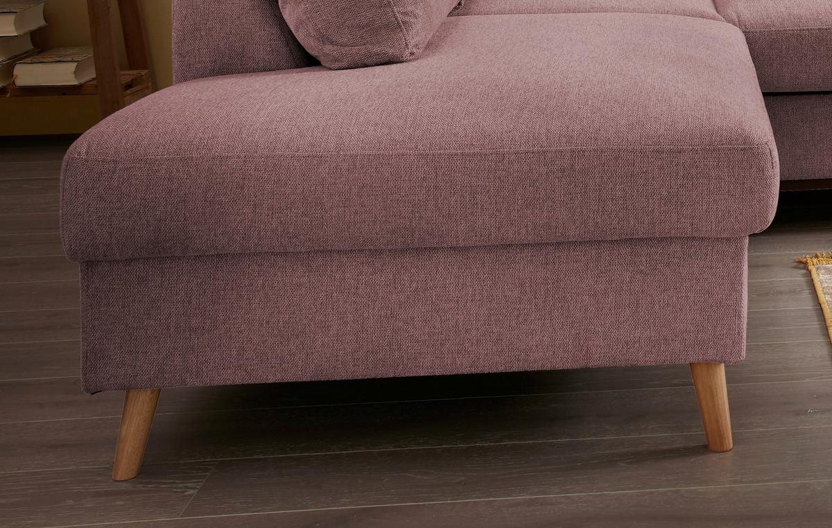 Wohnlandschaft Valentina Rosa Struktur - Rosa/Naturfarben, KONVENTIONELL, Holz/Textil (200/230cm) - P & B