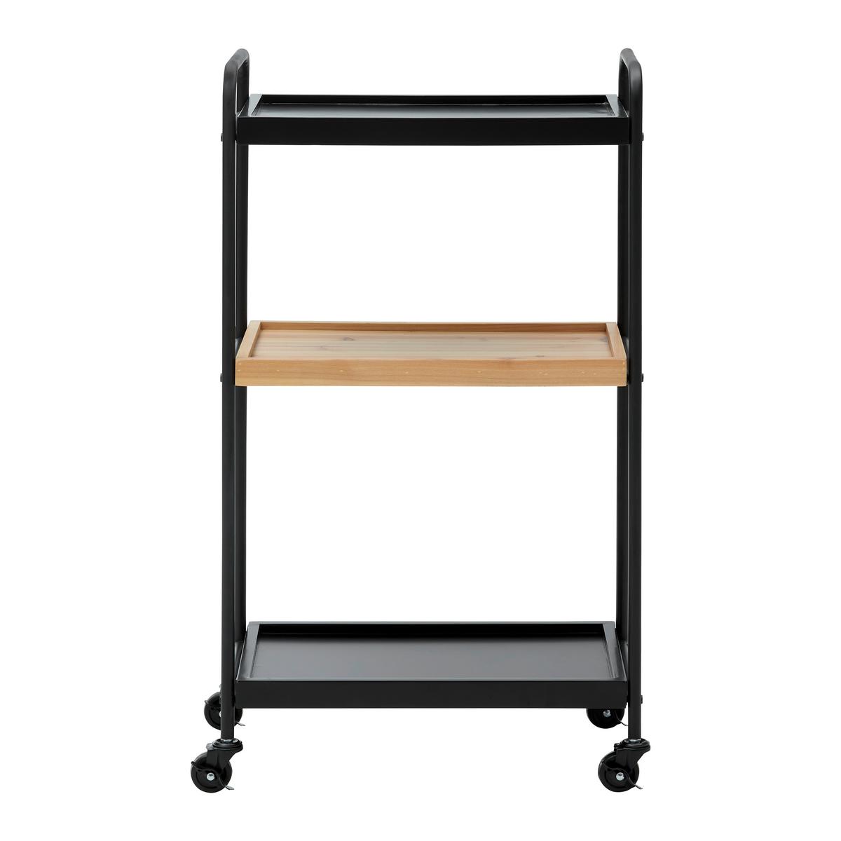 Rollwagen Giorgia Eichefarben/ Schwarz Echtholz/MDF - Eichefarben/Schwarz, MODERN, Holz/Kunststoff (50/89/30cm) - Bessagi Home
