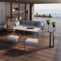 Loungegarnitur Casa Blanca Anthrazit/Naturfarben/Hellgrau - Anthrazit/Hellgrau, MODERN, Glas/Kunststoff