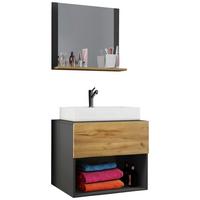 Kopalnica Lendas, Siva, Hrast - bela/medeni hrast, Moderno, steklo/leseni material (60cm) - MID.YOU