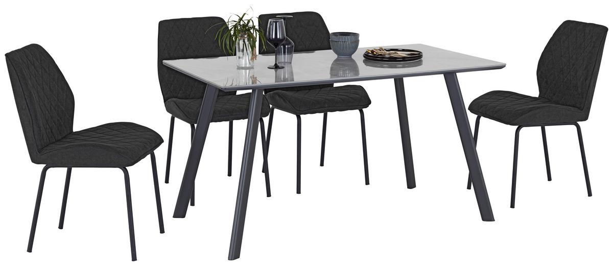 Jedilna Miza George, Črna, Siva, 140x80 - siva/črna, Konvencionalno, kovina/leseni material (140/76/80cm) - Mömax