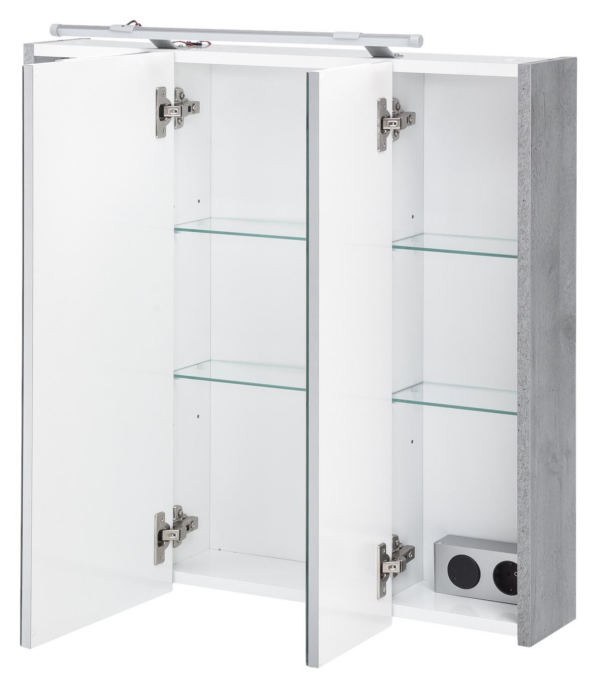 Spiegelschrank in Grau 'Labin' - Nickelfarben, MODERN, Glas/Holzwerkstoff (70,0/75,0/16,0cm) - MID.YOU