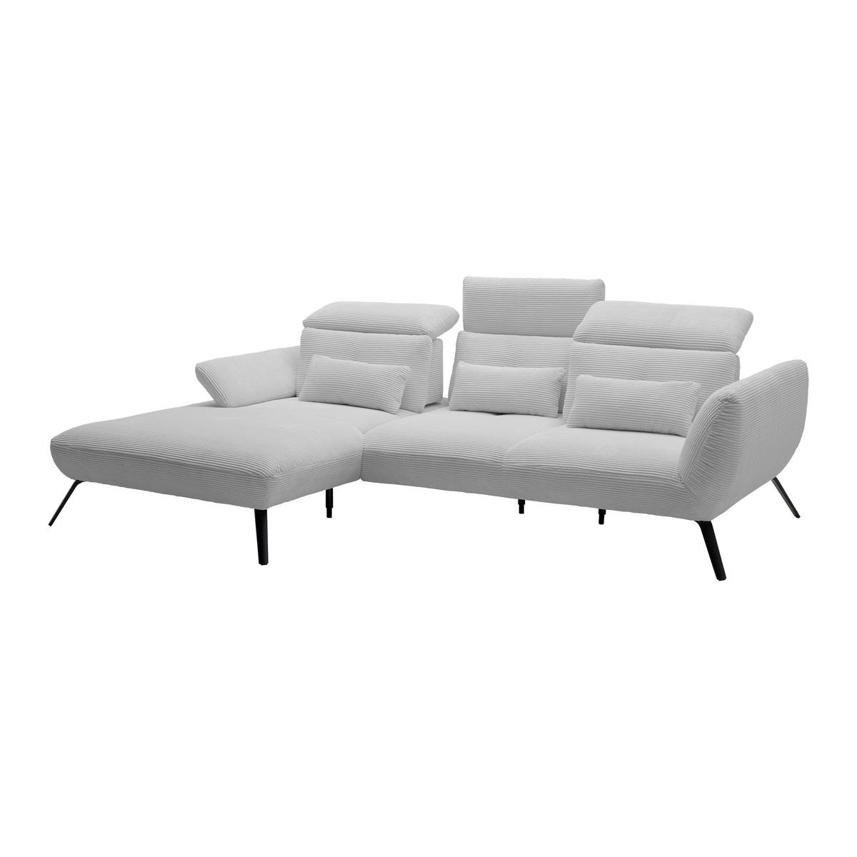 Wohnlandschaft Seattle Hellgrau - Hellgrau/Schwarz, MODERN, Holzwerkstoff/Textil (196/301cm) - Premium Living