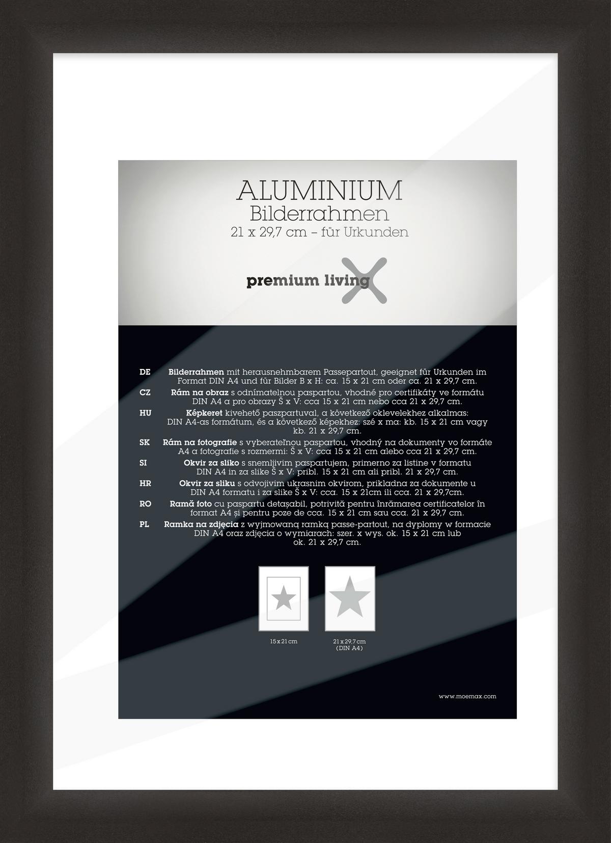 Képkeret Kb. 21x30cm Platinum - fekete, Basics, fém (24.1/32.8/2.2cm) - Premium Living