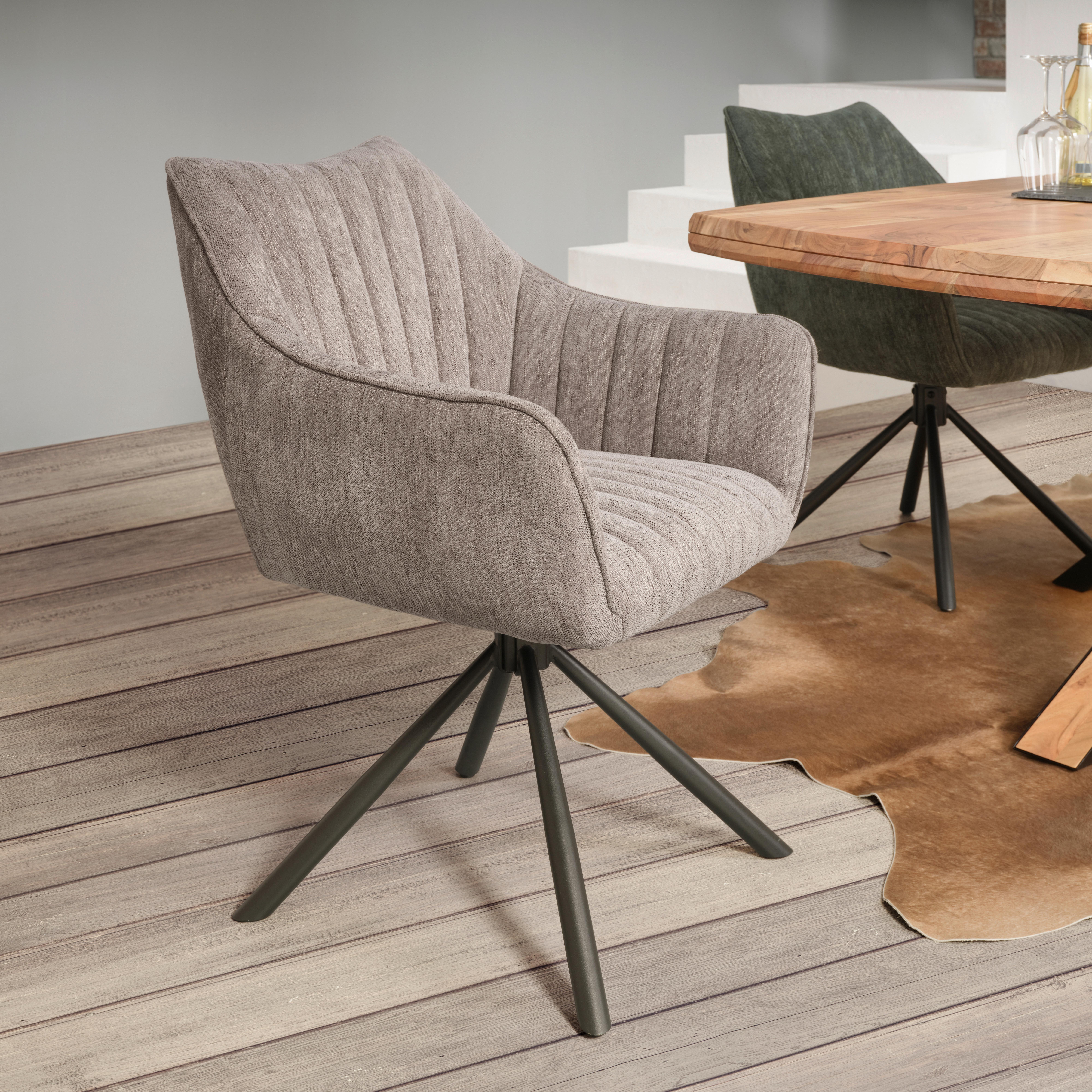 Naslanjač Trient, Siva, Črna - siva/črna, Moderno, kovina/tekstil (62/87/65cm) - Premium Living
