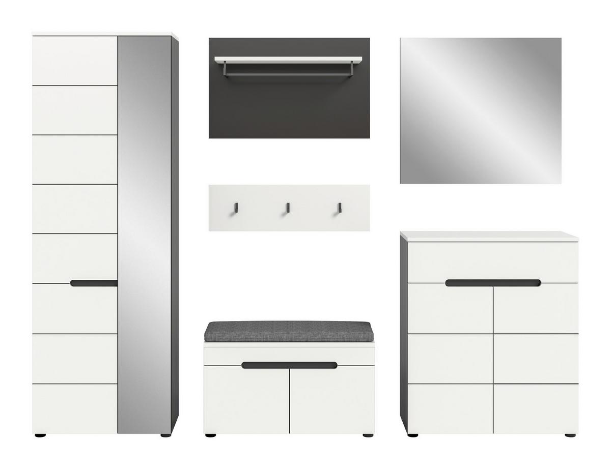 Predsoba Canu, Bela, Siva, Z Blazino, 6-Delna - bela, Design, leseni material (255/190/37cm) - Livetastic