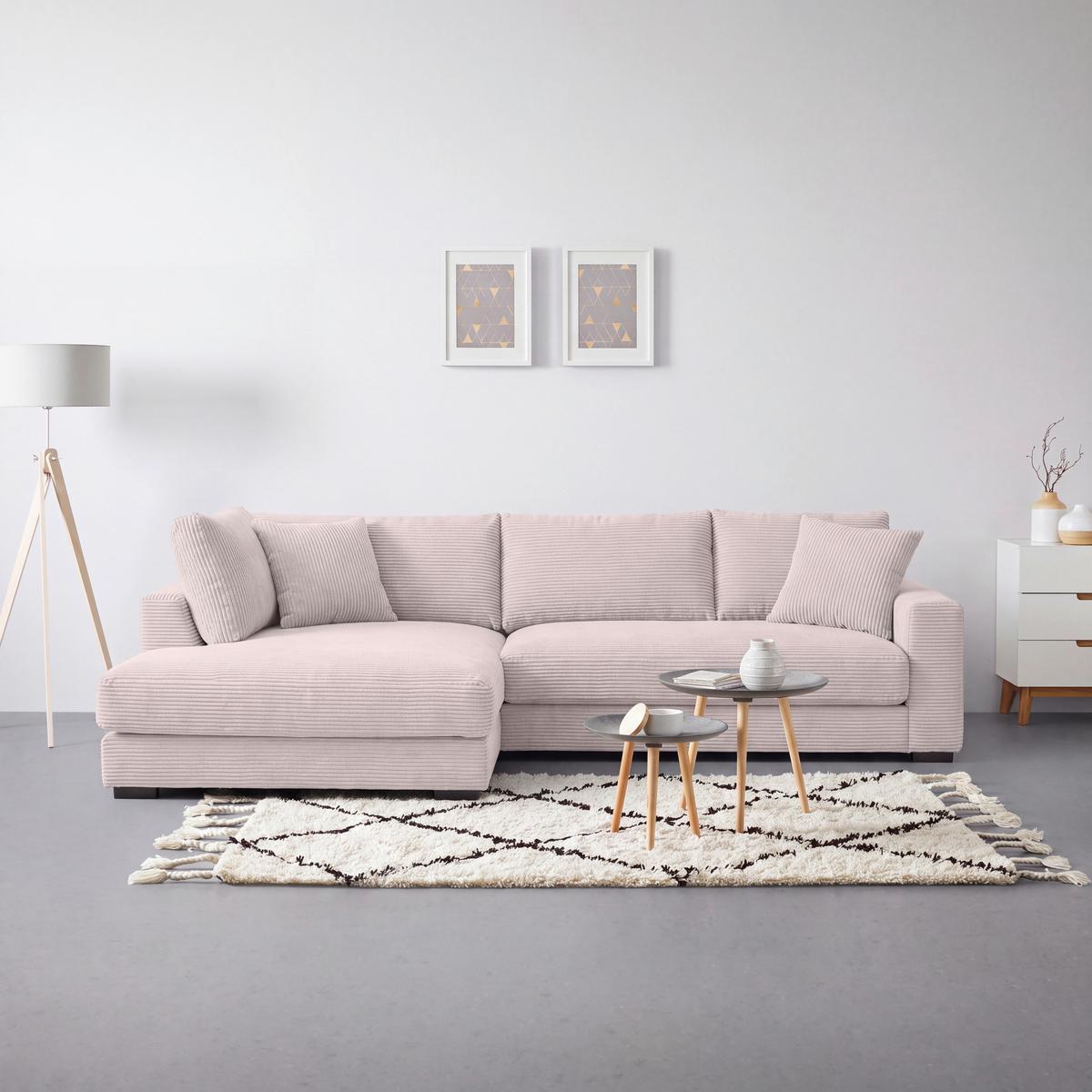 Ecksofa Pedro Rosa - Schwarz/Rosa, MODERN, Kunststoff/Textil (190/300cm) - Mömax