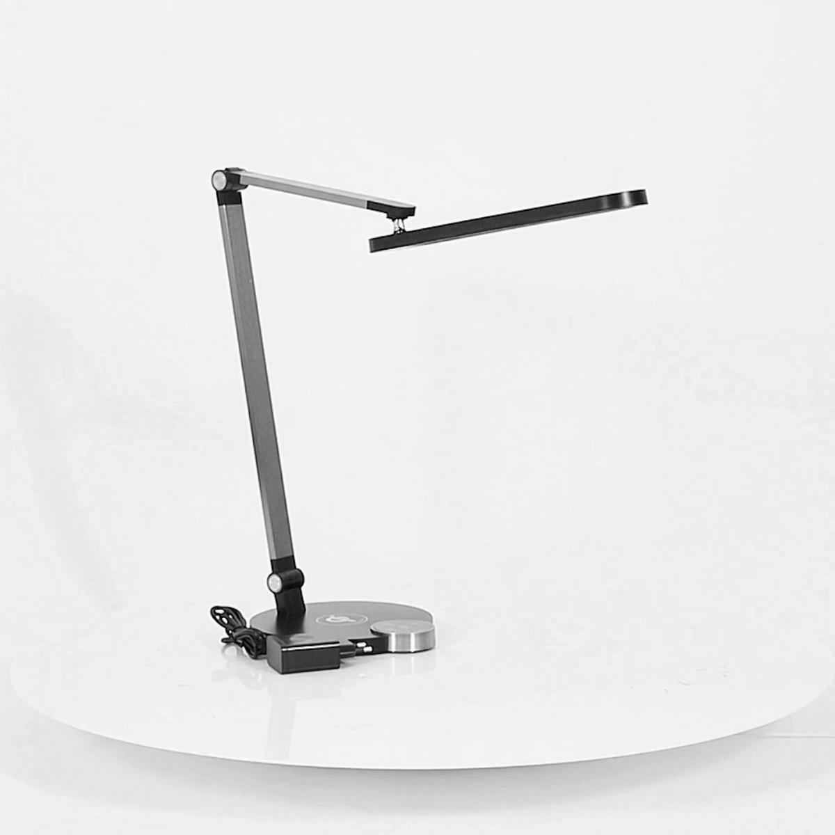 Led-svetilka Za Pisalno Mizo Rink - črna/barve aluminija, Moderno, kovina/umetna masa (37/20/40-70cm) - Mömax