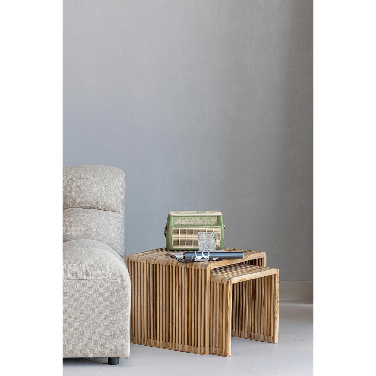 Beistelltisch Jasmijn 2er-Set Teak - Naturfarben, Design, Holz (50-40/41-36/45-40cm) - Livetastic