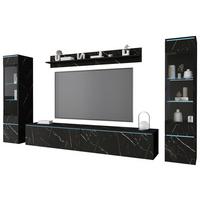 Dnevni Regal Vera, Črna Marmorirana, 4-Delno, Led - siva/barve skrilavca, Design, umetna masa/steklo (240/130/33cm) - Livetastic