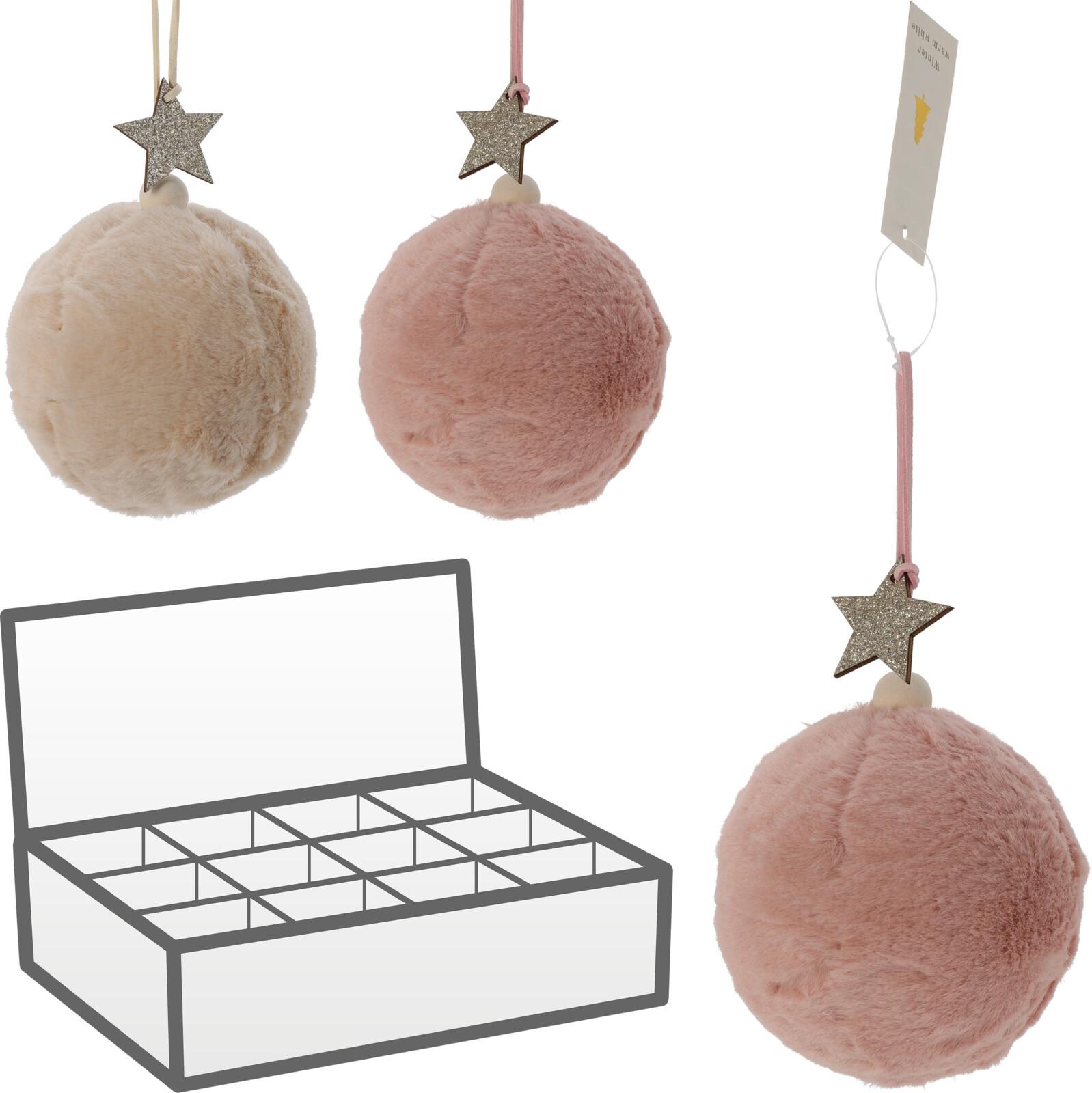 Glob de Crăciun cca. 10 cm Starpuf - crem/roz, Basics, plastic/lemn (10cm)