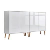 Sideboard Mailand Set 2 Weiß - Weiß Hochglanz/Weiß, MODERN, Holz/Holzwerkstoff (158/86/33cm) - MID.YOU